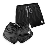 Kit Casal Moda Praia Shorts Mozão Bermudas Estampa Iguais