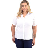 Camisa Social Manga Curta Feminina Annalu Plus Size