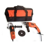 Kit Taladro 550w + Esmeriladora 820w Maleta Black And Decker