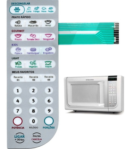 Membrana Teclado Painel Microondas Electrolux Mef41 Mef 41