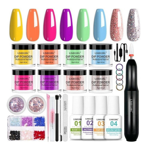 Set De Uñas Dip Powder, Kit De Polvo Para Inmersión Con Purp