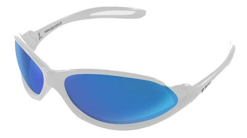 Óculos De Sol Spy 39 Open Standard Armação De Náilon Cor Branco, Lente Azul De Polímero Clássica, Haste Branco De Náilon