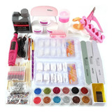 36 Kit Gelish Uñas Básico, Lámpara Uv, Broca De Uñas, Pincel