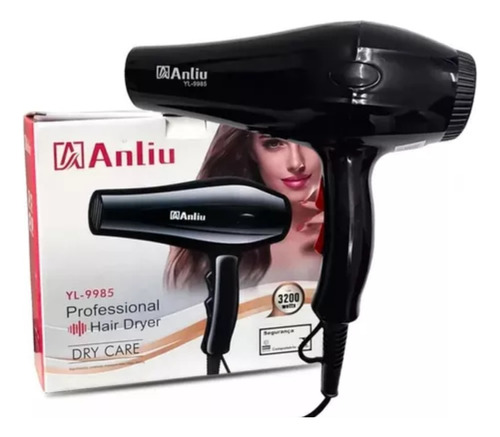 Secador Profissional Anliu Yl-9985 3200w Preto 110v