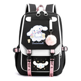 Mochila Kuromi Para Estudiantes De Escuela Primaria, Bonita Color Negro