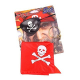 Kit Pirata Com Bandana Brinco E Tapa Olho 3 Peças Carnaval