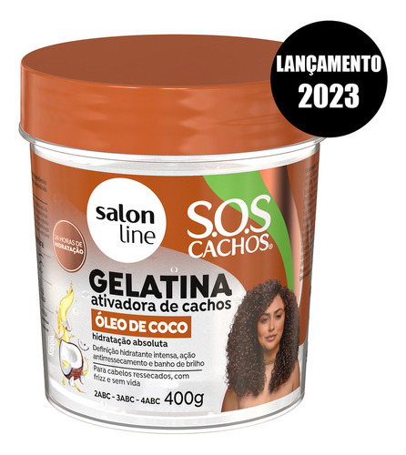 Gelatina Ativadora Coco Hidrata Sos Cachos Salon Line 400g