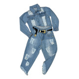 Roupa De Menina Conjunto Jaqueta E Calça Jeans Infantil Diva