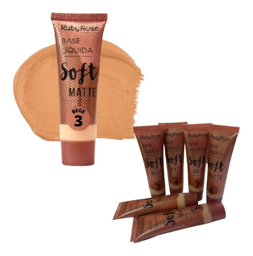 Base Líquida Soft Matte Ruby Rose Natural Bege 2;3;4;5;6;7