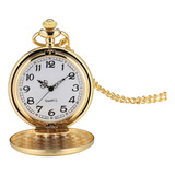 I-mart Reloj De Bolsillo Vintage Liso Con Cadena (dorado), O