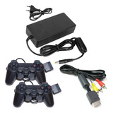 Fonte Bivolt Para Ps2 Slim Compativel + Cabo Av + 2 Controle