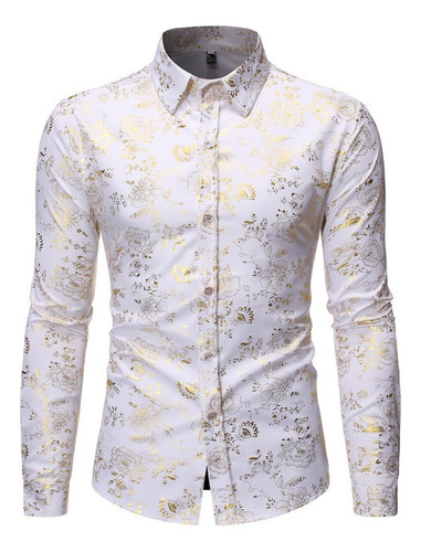 Camisa Elegante De Lujo Estampada Floreada Para Hombre