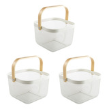 Kit 3 Unidades Fruteira Multiuso Cor Branco 23,5x23,5x17cm