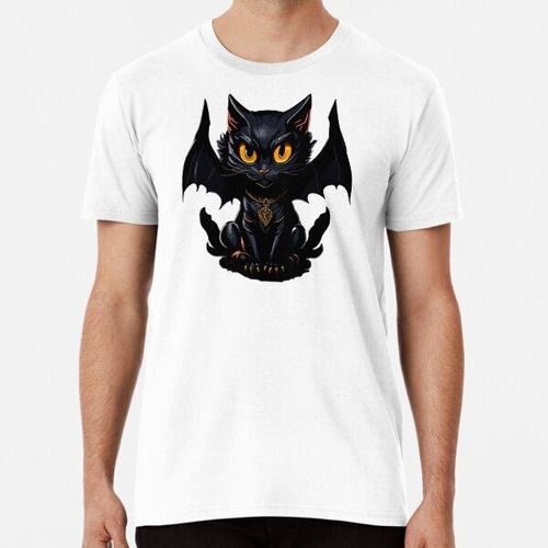 Remera Hermoso Gato Volador Negro Con Alas De Ángel Y Demoni