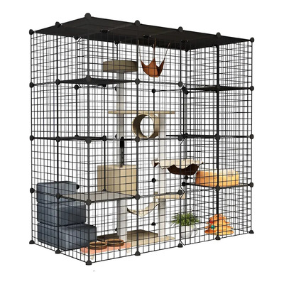 Lovepaws Corral Jaula Plegable Modular Mascotas Grandes，Con Escalera，135*70*135CM，Color Negro，LP9068，Limpieza Y Montaje Rápidos，Apto Para Gatos | Envío gratis
