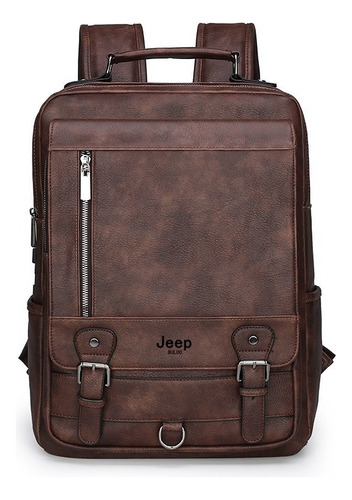 Mochila Escolar Jeep Buluo Para Hombre De 14 Años, De Piel,