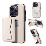 Funda De Cuero Para iPhone 13 Pro C/magsafe Tarjetero Blanco