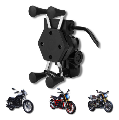 Soporte Porta Celular Moto Cargador Usb Base Espejo Universa