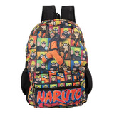 Mochila Escolar Bolsa Uzumaki Naruto Anime Preta Costas