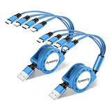 Cable De Cargador Retráctil Multiusb 4 En 1  Paquete De 2  3