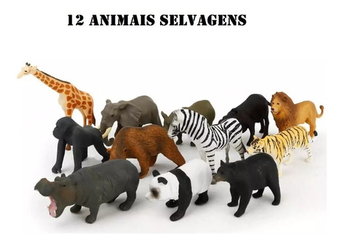 12 Animal Safari Borracha  Selvagem Leão Zebra Girafa Macaco