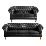 Conjunto Sofá Chesterfield Dom Pedro 2 E 3 Lugares Vintage