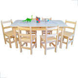 Conjunto Mesa Infantil Retangular Com 6 Cadeira Escolar