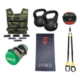 Kit Entrenamiento Funcional Chaleco 30kg Sandbag Gfitness Color Camuflado