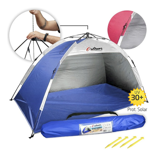 Carpa Playera Autoarmable Automatica 100x190cm Playa Camping Color Azul/blanco