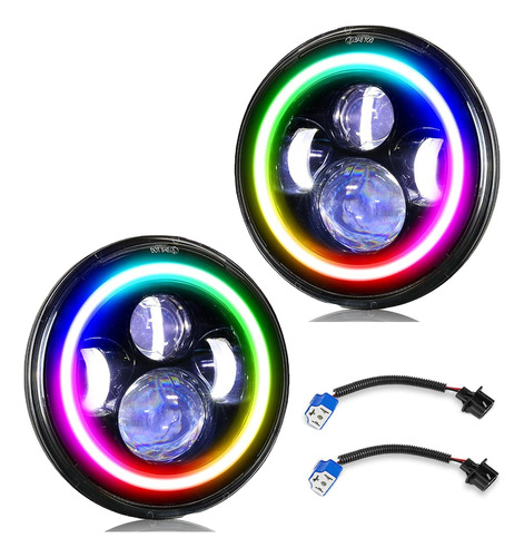 Par Rgb Faros Delanteros Led H4 Halo P/wrangler Jeep Vocho