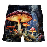 Shorts De Praia De Tênis Com Estampa 3d De Cogumelos