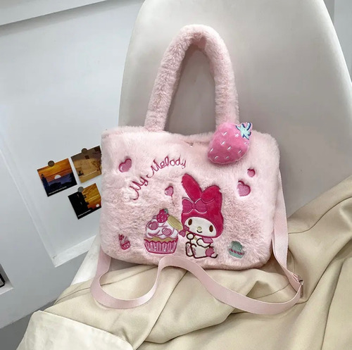 Bolsa De Mano Afelpada Con Correa Kitty Kuromi Melody 