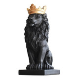 Estatua  Leão Com Coroa 18cm Decoração 