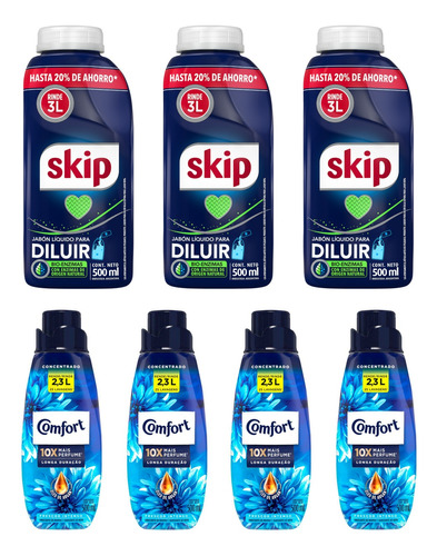 3 Skip Para Diluir Rinde 3l + 4 Comfort Concentrado 500ml