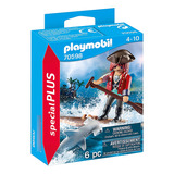 Playmobil Figuras Pirata Con Tiburon Y Balsa