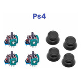 4 Análogo Repuesto Joystick + 4 Capuchas Para Control Ps4