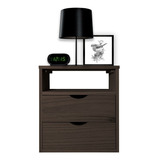 Mesa De Luz Retro 2 Cajones Madera Maciza Moderna Sajo