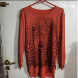 Sweater Finito Lurex Larguito Naranja Con Puma Va M