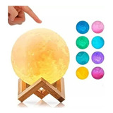 Lampara Luna 3d Luz Led Usb Colores Grande