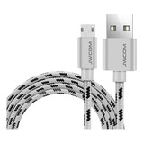 Cabo Carregador Rápido Micro Usb V8 - 2 Metros - Reforçado Cor Conector Prateado