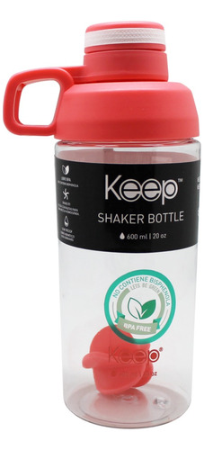 Botella Keep Shaker Bottle Mezclador Fitness 600ml Hermético