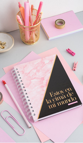 Cuaderno A5 Tapa Dura Doble Anillo Rayado 80 Hojas