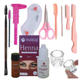 Kit Sobrancelha Henna Makiaj 13 Itens Paq Navalha Pincel Dap Cor Preto