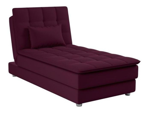 Sofá Cama Chaise 1 Lugar Penelope - Veludo Turkey Vinho