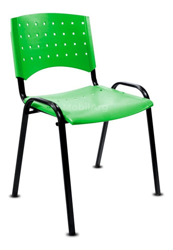 Silla Apilable Plástica Fija De Oficina Sala De Espera Iglesias Consultorios Acero Y Plastico Reforzado Color Verde Manzana