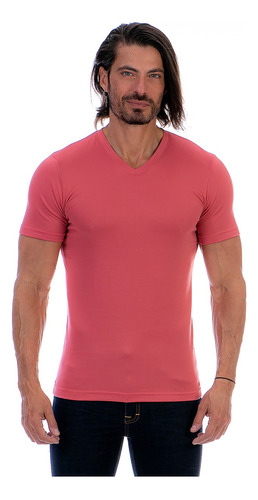 Playera Manga Corta Hombre Lisa Cuello  V  Slim Fit - Basic 