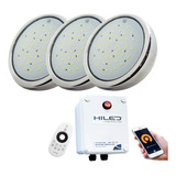 3 Luces Para Pileta Led Blanco+fuente+control Remoto+wifi