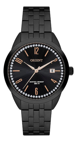 Relógio Feminino Preto Orient Com Data Strass Lançamento +nf