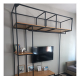 Estanteria Rack Modular Industrial Hierro Y Madera