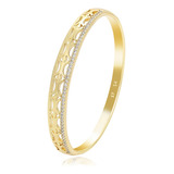 Brazalete Oro 14k Lam Diamantada Elegante Swarovski 5.4cm